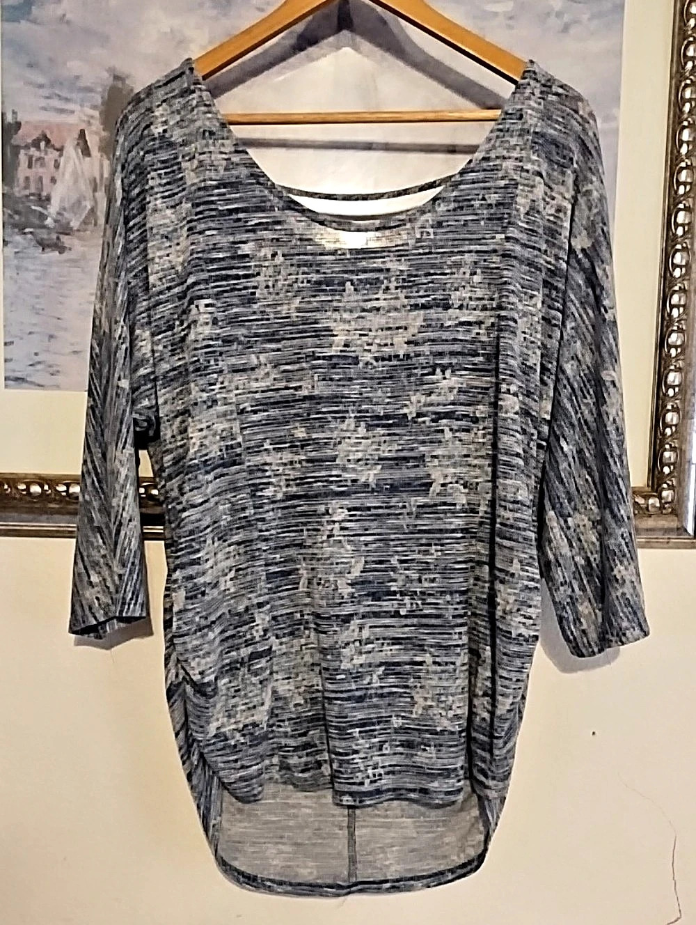 Jaded Glory Abstract Tunic Top in Blue & Gray Size 2X